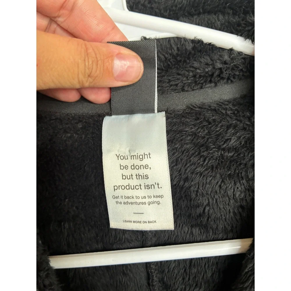 The North Face Girls Black Circular Design Full Zip Fleece Jacket Size L 12